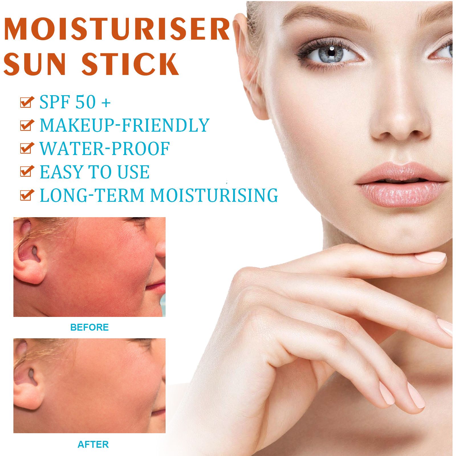 Moisturizer Sun Stick ,SPF50+,PA+++,Moistrurizing,Preventing dehydration and reduing the risk of sun damage