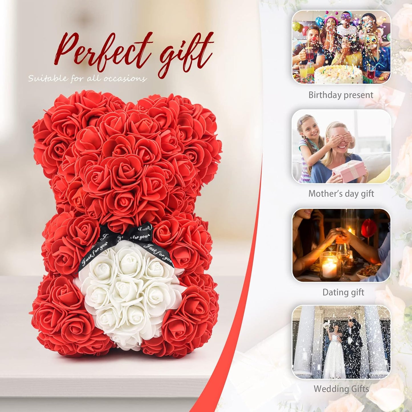 Artificial Flowers Rose Teddy Bear