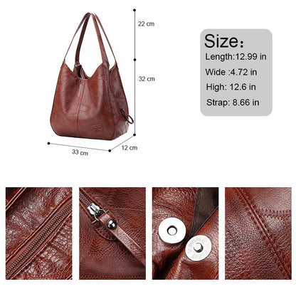 Soft Leather Large Bags Women's Luxury Handbags Lady Shoulder Bags Female Large-capacity Bags Fashion PU Waterproof Tote Bags