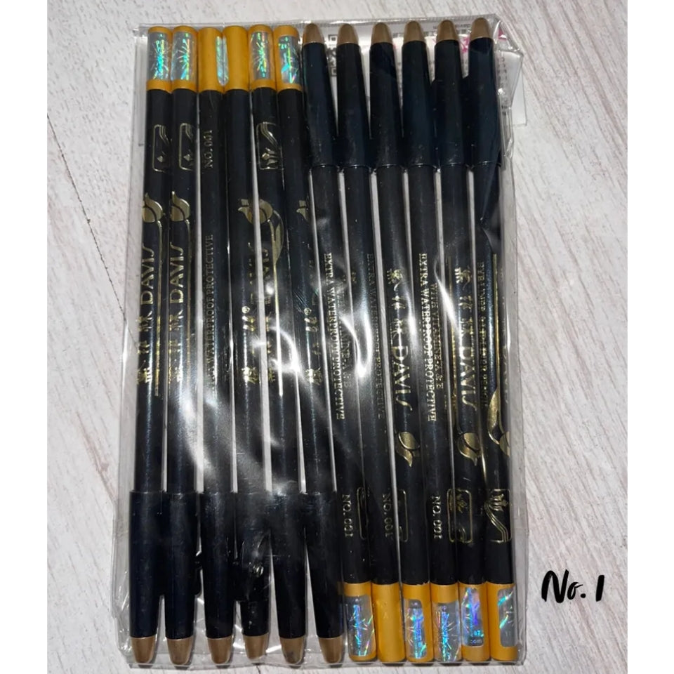 Davis Eye Liner & Lip Liner Pencil - Dark Brown no.018 / Black no.001 - Waterproof with Vitamin A & E