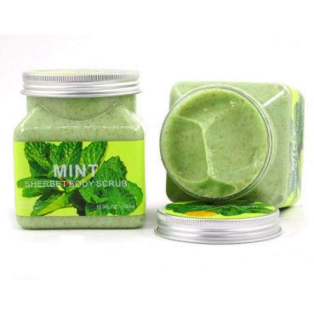 Wokali Mint Sherbet Body Scrub - Mint extract natural oils and Shea butter, Exfoliating Moisturizing and nourish skin
