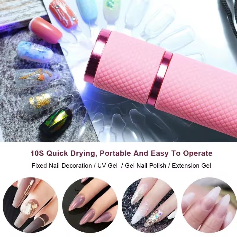Portable Mini Flashlight Nail Lamp with 9 Lamp Beads for Quick-Drying Nail Polish Gel and Phototherapy
