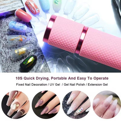 Portable Mini Flashlight Nail Lamp with 9 Lamp Beads for Quick-Drying Nail Polish Gel and Phototherapy