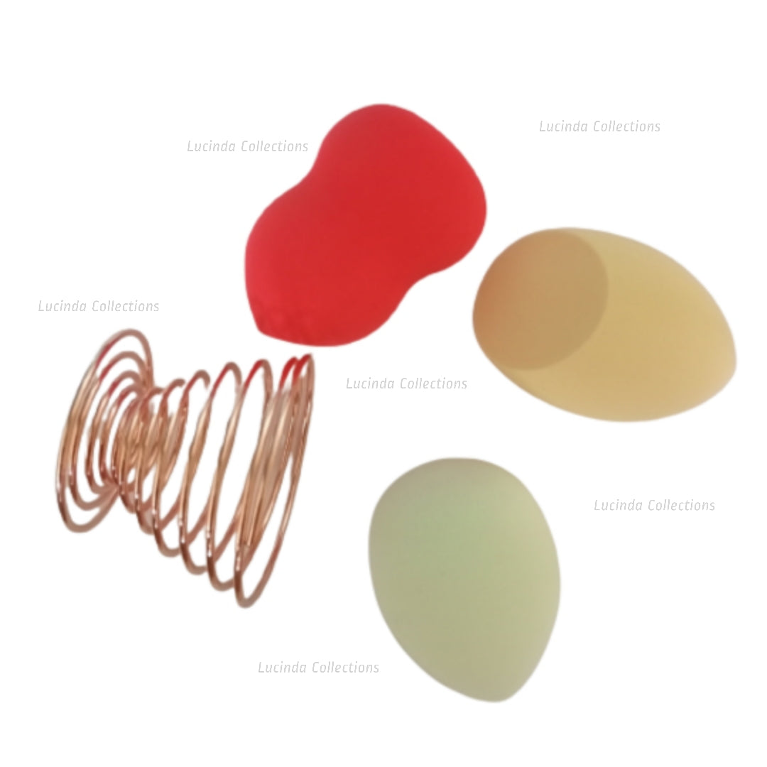 Makeup Puffs Sponge With Holder Stand Supporter Bevel Oblique Cut Gourd Waterdrop Foundation Powder Beauty Blender Set