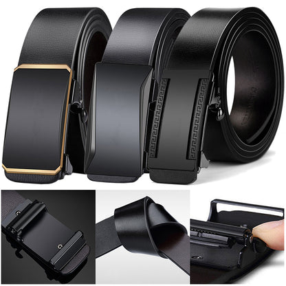 Men Belts Automatic Buckle Belt PU Leather Inner Wear Toothless High Quality Belts For Men Leather Strap Casual Business Jeans Belts Men Luxury Designer Brand