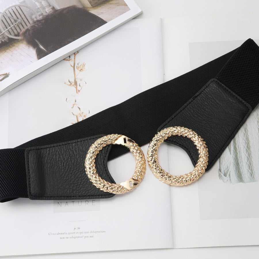 Belts Fashion Women Simple Personality 100 Stretch Wide Down Jacket Casual Elastic Belt Sweater Decorative Belt Women's simple belted decorative coat with wide dress