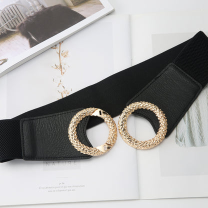 Belts Fashion Women Simple Personality 100 Stretch Wide Down Jacket Casual Elastic Belt Sweater Decorative Belt Women's simple belted decorative coat with wide dress