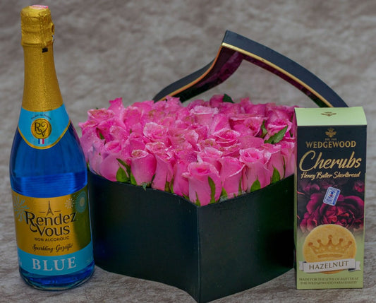 Aurora Flower Box, Chocolates and Rendez Vous Drink