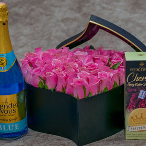 Aurora Flower Box, Chocolates and Rendez Vous Drink