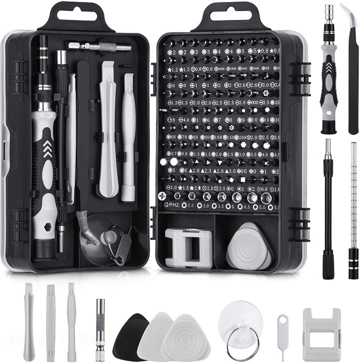 115 in 1 bit kit for mobile phone maintenance, multi-function precision screwdriver kit Black one size