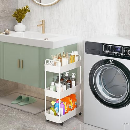 UPHUI 3 Layers Removable Storage Rack Mobile Multi-Functional Organizer Floor Standing Portable Storage Rack for Bathroom Kitchen