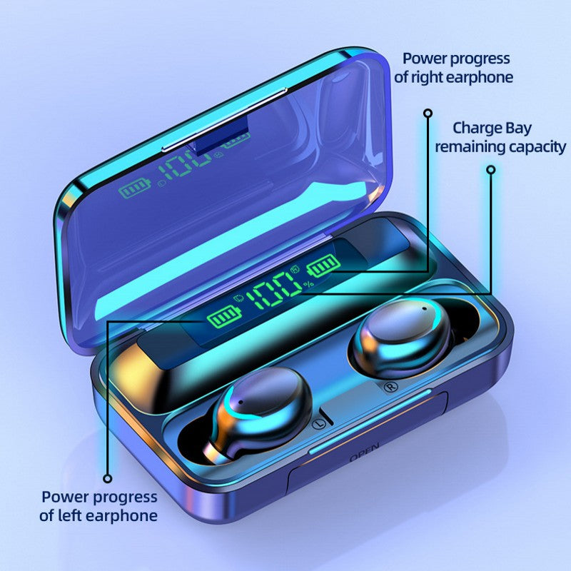 F9 Wireless Bluetooth 5.1 Earphones Headsets 2000mAh Battery Large Capacity