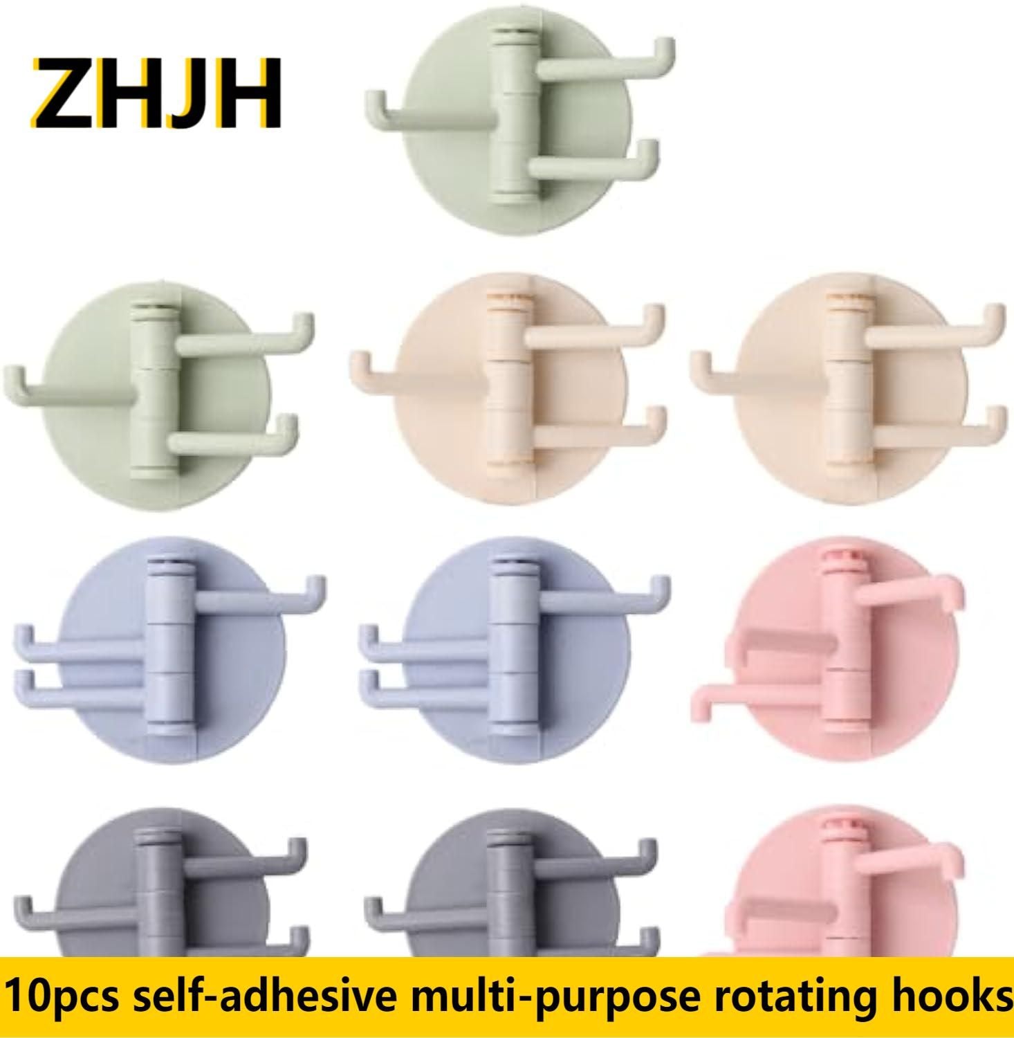 ZHJH 10Pcs of Self Adhesive Kitchen Wall Door Hook Key Holder Rack Towel Hanger Bathroom Rack Hooks Aluminum Multi-Purpose Storage Hooks