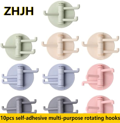 ZHJH 10Pcs of Self Adhesive Kitchen Wall Door Hook Key Holder Rack Towel Hanger Bathroom Rack Hooks Aluminum Multi-Purpose Storage Hooks