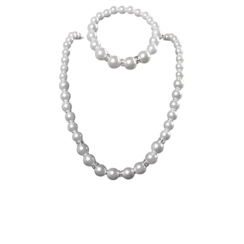 Pearl Jewelry Set for Women, necklace, earrings, bracelet, three-piece set, gift for mom, beautiful wedding photo accessories