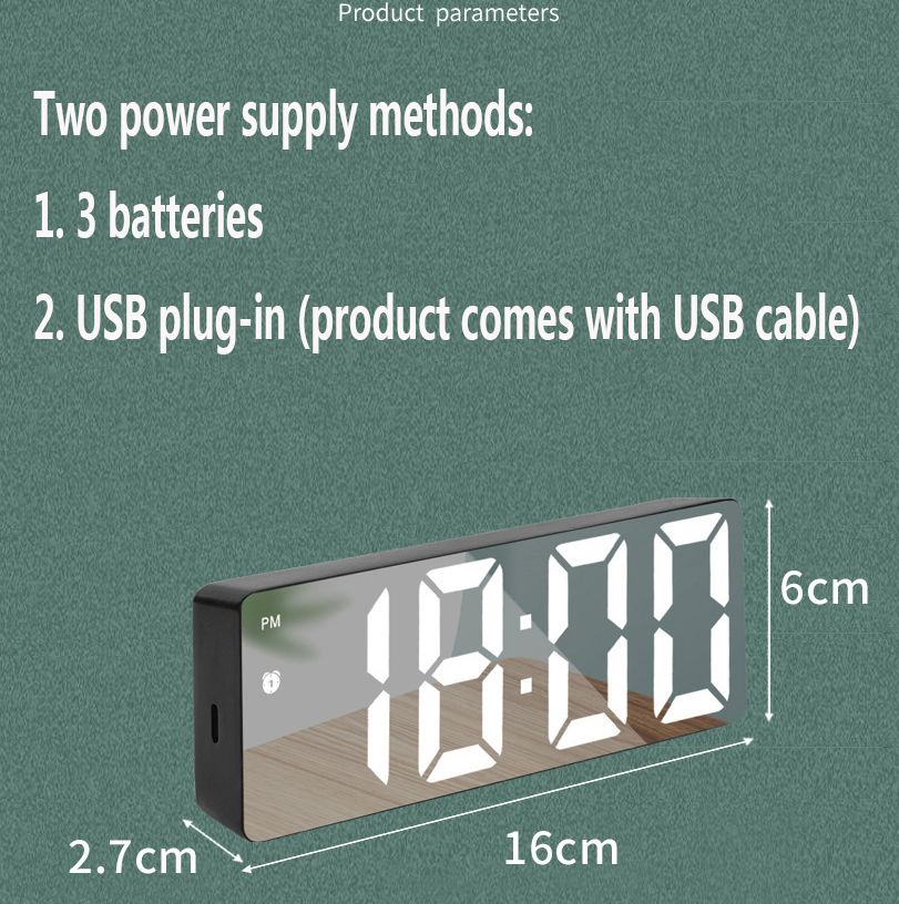 LED mirror colorful clock voice controlled intelligent Alarm clock USB battery dual-use alarm clock for students household