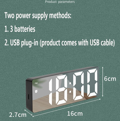 LED mirror colorful clock voice controlled intelligent Alarm clock USB battery dual-use alarm clock for students household