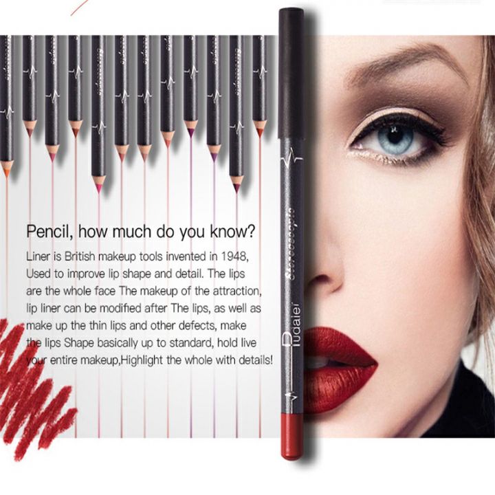 12 Colors Lip Liner Pencil Nude Matte Lipliner Moisturizing Waterproof Long Lasting Lipstick Liner