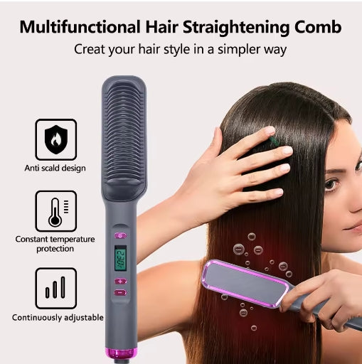 Electric Hot Combs Multifunctional Straight Hair Straightener Comb Negative Ion Anti-Scalding Styling Tool Straightening Brush
