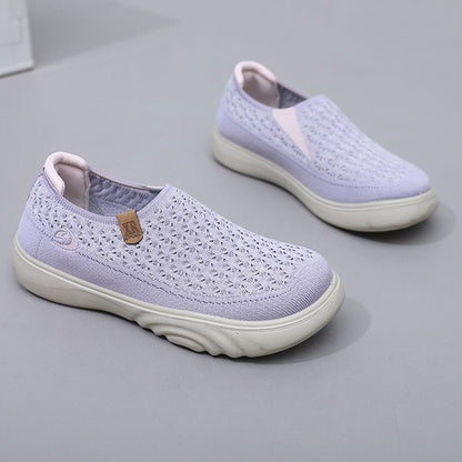 Autumn Shoes for Women Breathable Comfortable Slip-on Loafers Non-slip Thick Sole Casual Flat Shoes for Women Purple