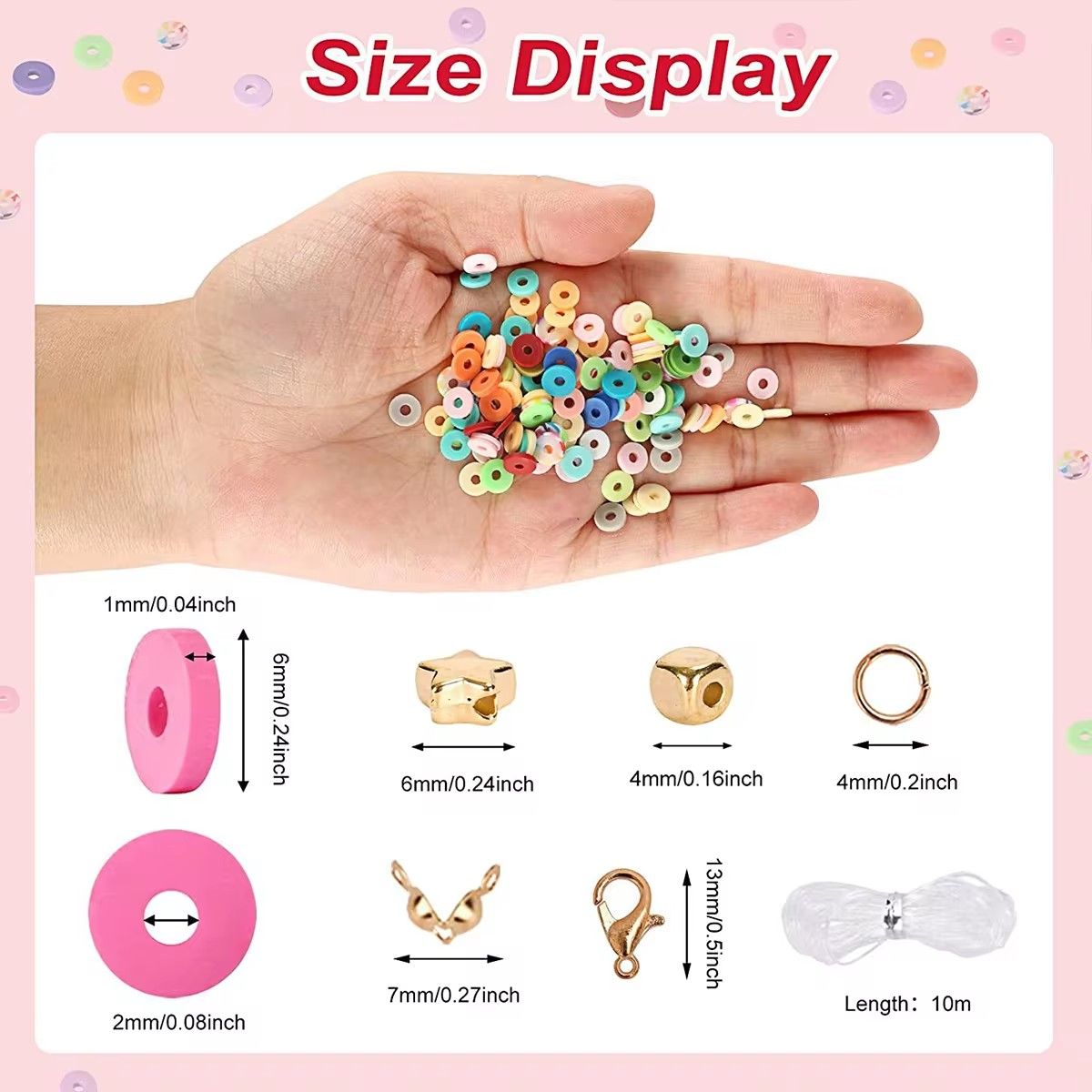6000 Pcs Clay Beads for Bracelet Making Kit, 24 Colors Flat Round for Jewelry Bracelet Necklace Earring Making for Girls 8-12, Gift