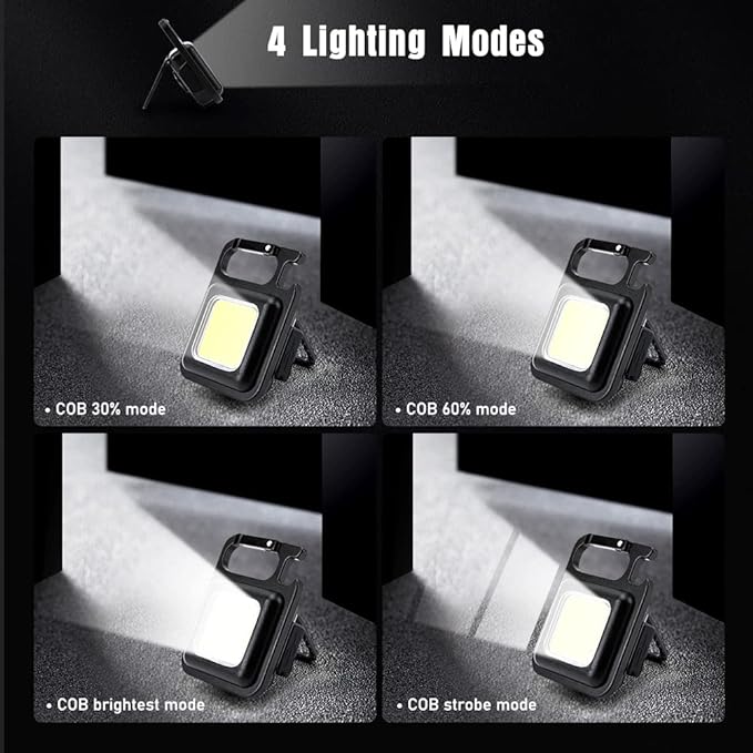 COB Keychain Work Light, Pocket Small Mini Flashlight Rechargeable Keyring Torch, Valentines Gifts for Him Boyfriend Men, Cool Tools for Auto, Repairing, Emergency
