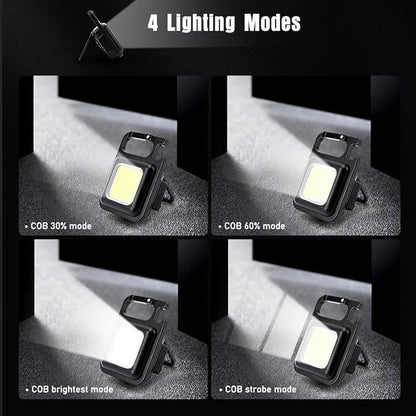COB Keychain Work Light, Pocket Small Mini Flashlight Rechargeable Keyring Torch, Valentines Gifts for Him Boyfriend Men, Cool Tools for Auto, Repairing, Emergency