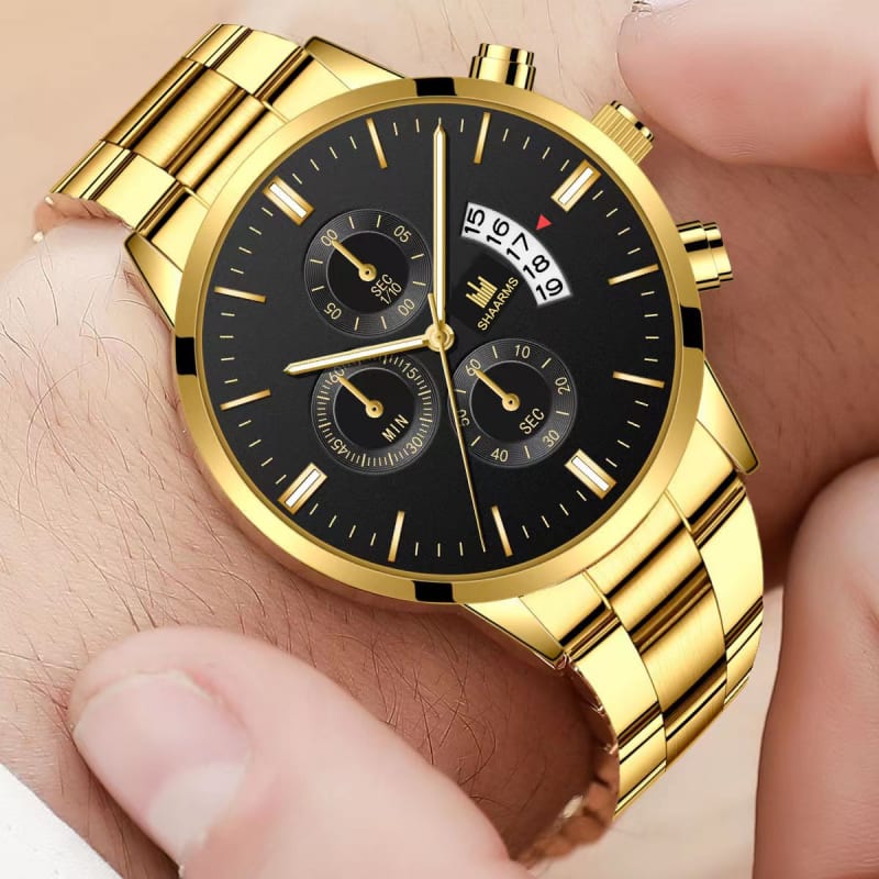 Three Eye Men's Steel Band Watches Business Leisure Calendar Quartz Male Watchs Watche For Fashion Men
