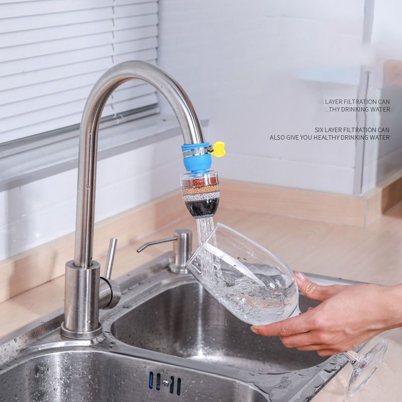 Six layer Water purification pressurize sprinkler head splash proof water filtration device household kitchen shower faucet extender water-saving nozzle Tap Water Purifier Purification Well water