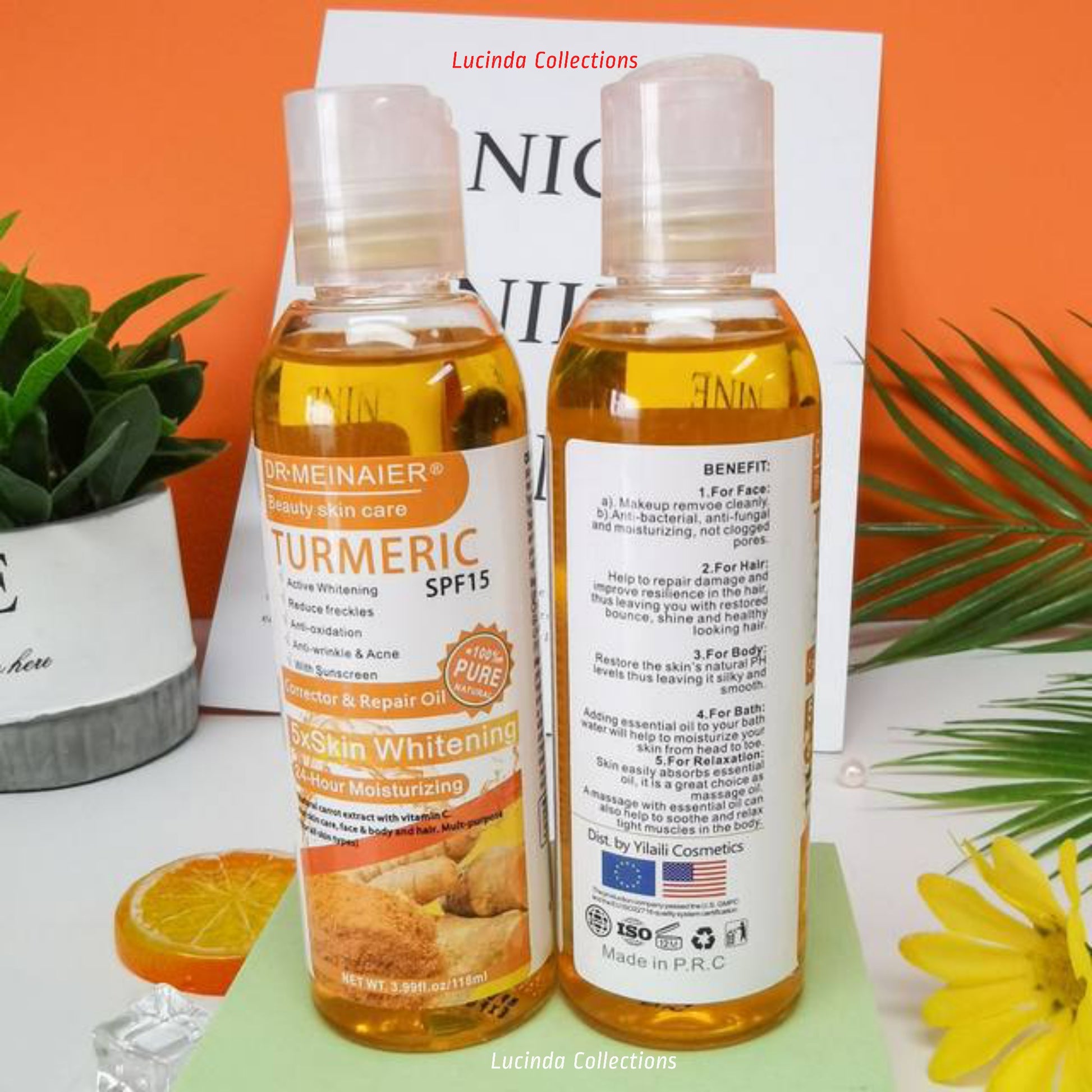 DR MEINAIER Turmeric Corrector & Repair Oil Moisturizing Whitening Sunscreen SPF 15 for Skin Face Body & Hair - Dr. Meinaier