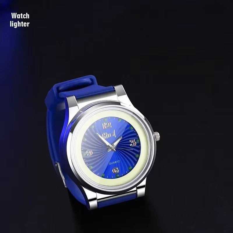 2 in 1 Men's Watch Windproof Cigarette Lighter Luminous Quartz Watch Tungsten Lighter USB Charging Boys Sports Watch Cigarette Lighter Gift