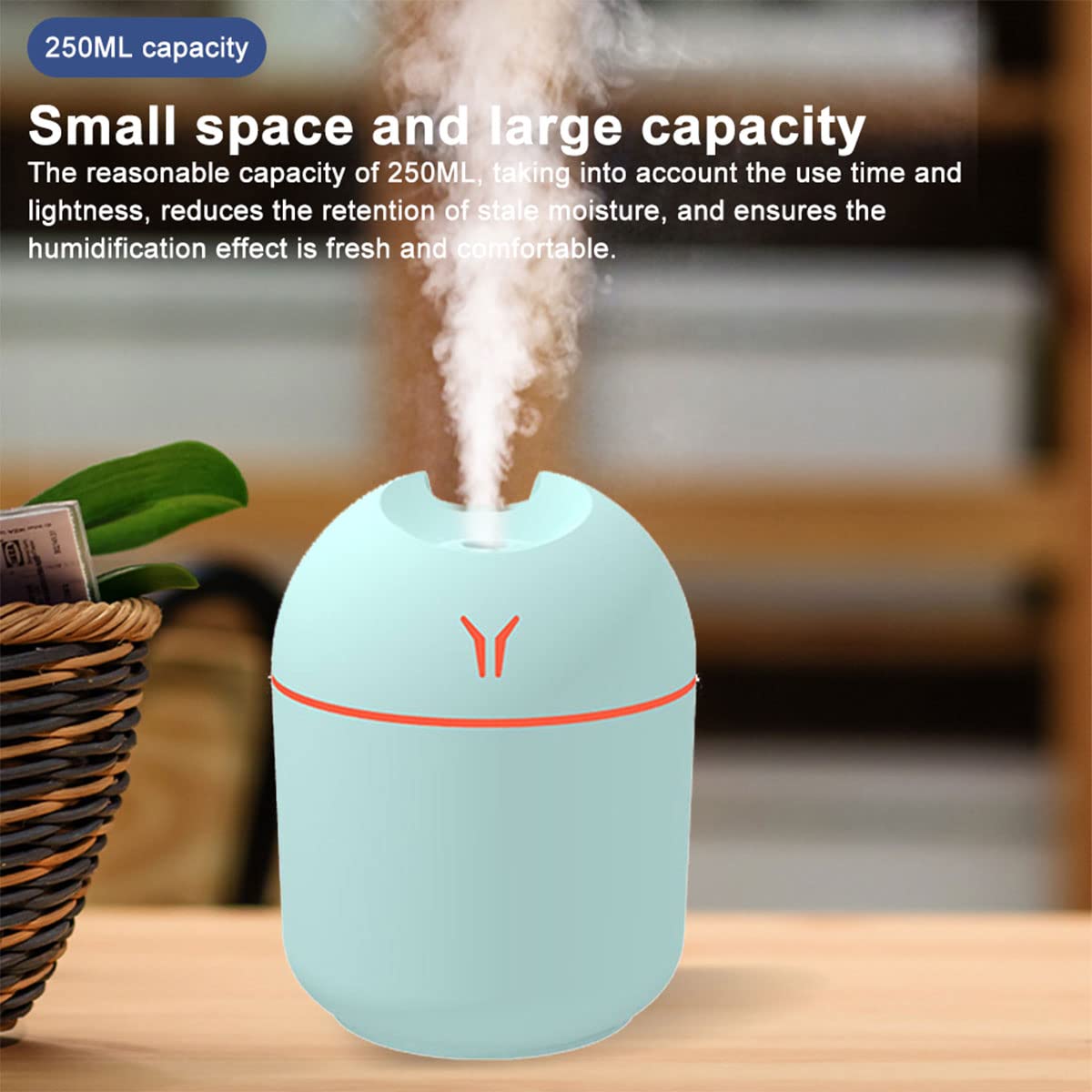 PAFEL Humidifier 250ML Mini Ultrasonic Air Humidifiers Romantic Light USB Essential Oil Diffuser Vehicle Mounted Purifier LED Changing Color Light Aromatic Anion Spray Humidifier