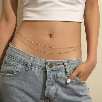 Fashion Personalized Round Bead Chain Jewelry Twist Chain Double-Layer Women'S Waist Chain New Body Chain Waist Jewelry