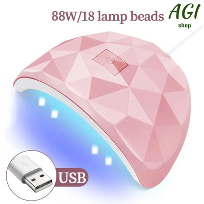 88W LED Nail Drying Lamp Manicure UV Nail Dryer Curing Gel Nail Polish 18 Lights USB Charge Professional Manicure Pedicure Nail Lamp Tools Equipment Sun Light Nail Art Tools
