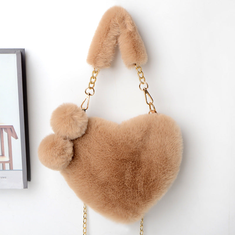 New Arrival Women's Bags Imitation Rabbit Hair Cute Fashion Love Bag Women's Handbag Plush Bag