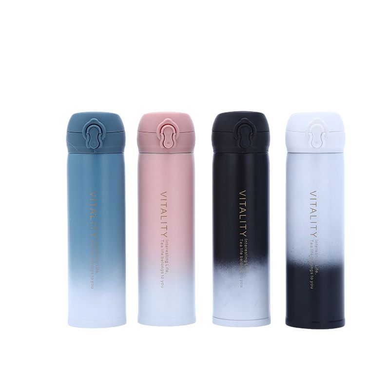 Gradient Color Water Bottle Thermos Cup Water Bottle Stainless Steel Thermos Bottle Outdoor Vacuum Flask Insulated Cup Gift