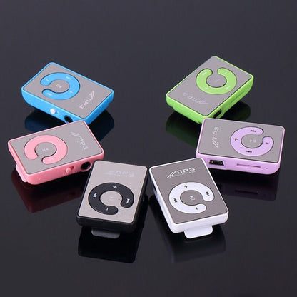 Mini MP3 Portable Mirror Clip MP3 Player Music Media Support SD TF Card Fashion HiFi MP3 Outdoor Sports Clip Sports Walkman Music
