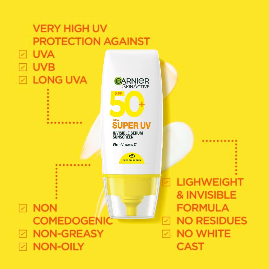 【Discounted】Garnier Super UV Invisible Serum Sunscreen SPF 50 30ML