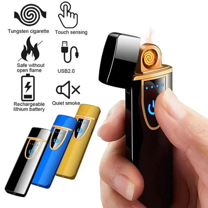 Fingerprint Touch Sensor Charging Lighter Compact and Convenient Cigarette Lighter Smart Sensor USB Charging Lighters for Men Gift