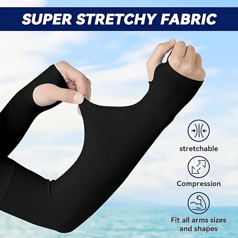 4 Pairs of Premium Cooling Arm Sleeves - Gloves for Sun Protection with Thumb Holes for Men and Women - Perfect for Golf, Basketball, Cycling, Fishing, Driving, and Jogging Outdoor Activities