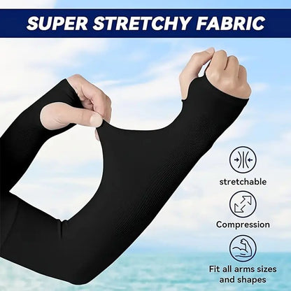 4 Pairs of Premium Cooling Arm Sleeves - Gloves for Sun Protection with Thumb Holes for Men and Women - Perfect for Golf, Basketball, Cycling, Fishing, Driving, and Jogging Outdoor Activities