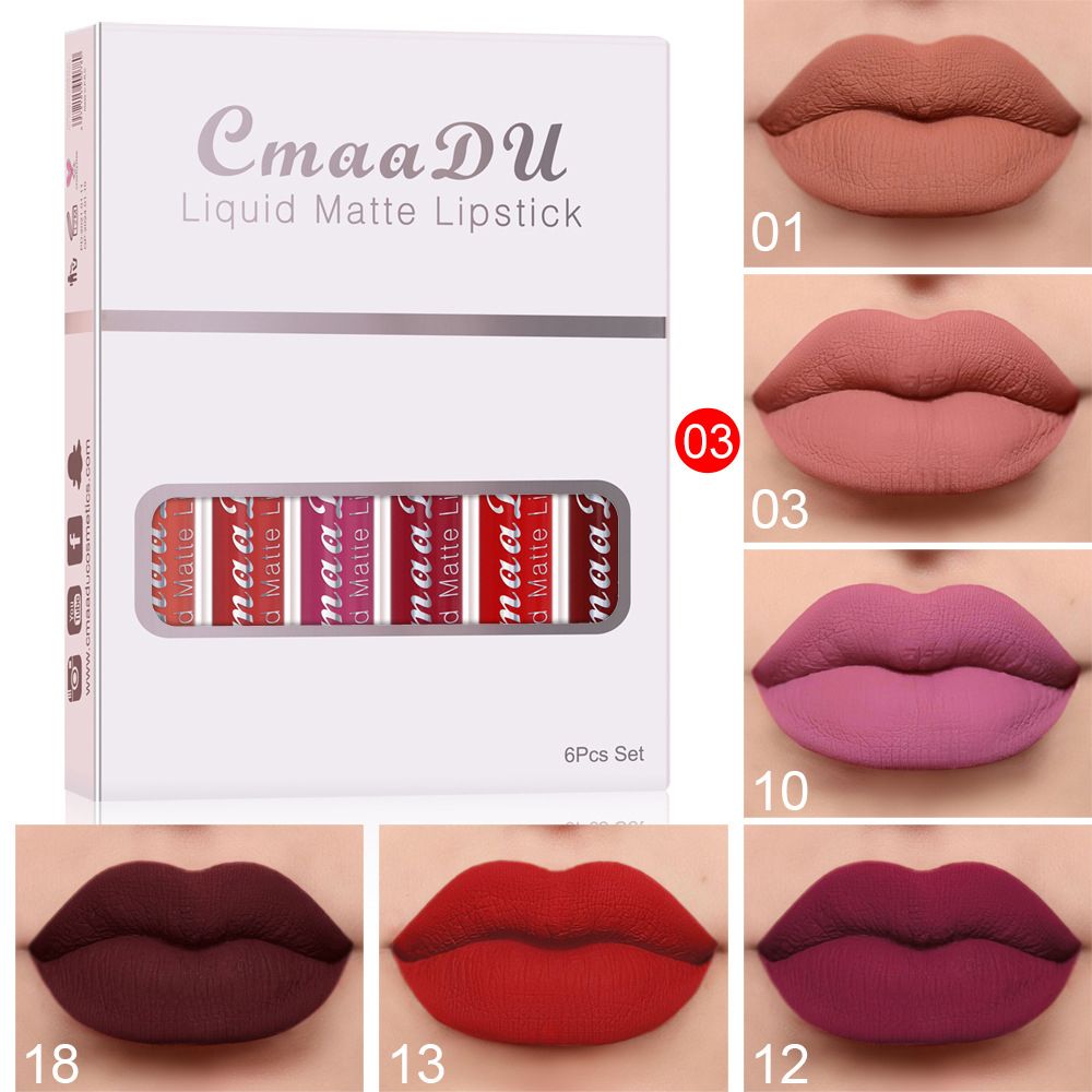 6PCS/set lipstick lip gloss set makeup long-lasting liquid lipstick set makeup matte non stick cup lip gloss