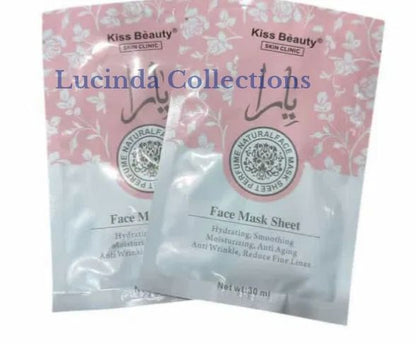 5 PIECES Skin Clinic Arabic Perfume Natural Sheet Mask Pack Anti Acne Soothing Repair Hydrating Facial Mask Wholesale Kiss Beauty Anti wrinkle Aging Yara Soothing Repairing Moisturizing Face Mask