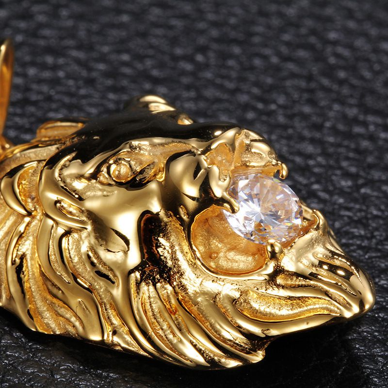New Fashion Diamond-Encrusted Lion Head Men'S Pendant Cool Men'S Fashion Jewelry Personalized Gift