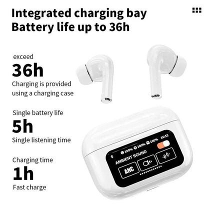 A9 Pro Wireless Bluetooth earphones LED Touch Screen Earpods Touch Screen ANC Noise Reduction Earbuds 500mAh Long Standby