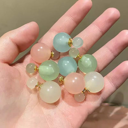 Jelly colored pearl bubble earrings female fresh countercolor earrings Korean sweet a three wear earrings