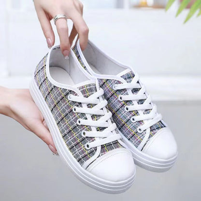 Sports shoes women's canvas shoes breathable soft sole fashionable and trendy casual shoes gray