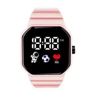 Digital Watches Men and Women Sports Watches LED Digital Clock Astronaut Silicone Strap Fashion Square Men and Women Electronic Clock Student Watches Birthday Gift