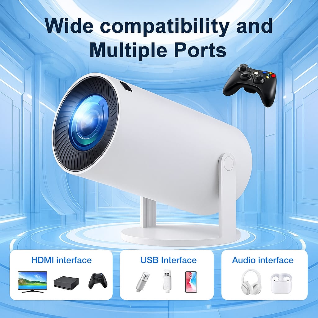 2025 new HY300 Pro Projector ,Free 16GB flash drive as Gift, 4K 1080P Support with Android TV 11.0, Mini Portable 180° Rotatable Movie Projector ,Auto Keystone Compatible for Laptop, PC, Smartphone