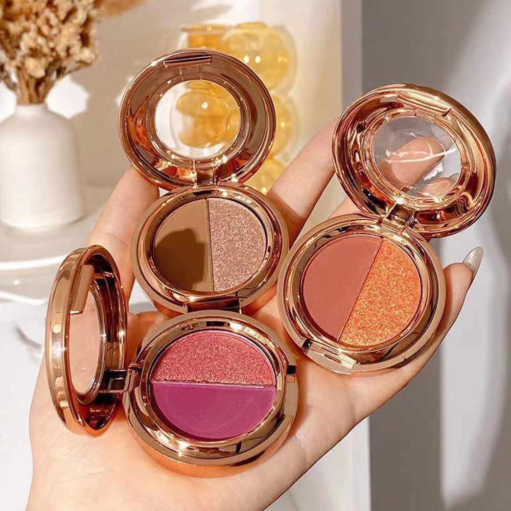 New two-color eyeshadow pumpkin earth color matte gold flash eyeshadow tray students waterproof niche affordable female